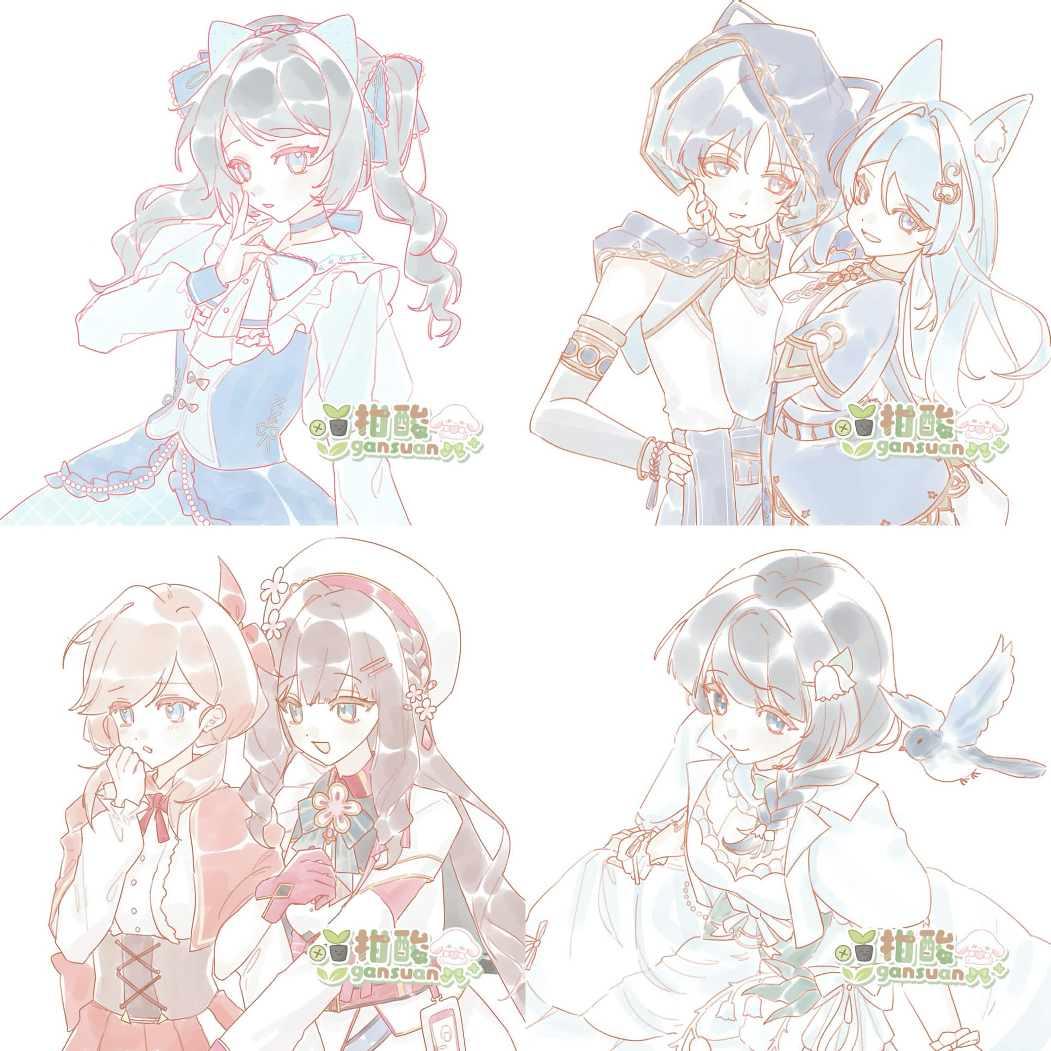 淡彩半身塗鴉 三